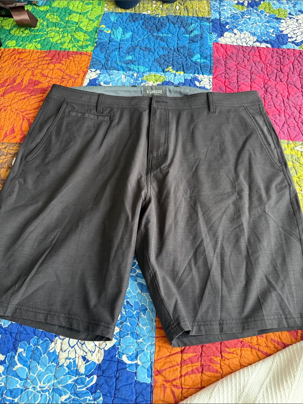 Linksoul Men's Black Flat Front Performance Shorts